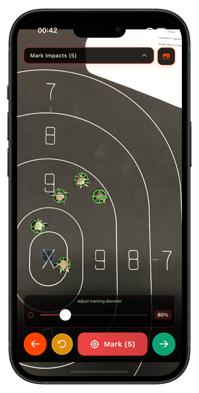 SC Ballistics — grouping analysis feature SC Ballistics app screenshot showing grouping analysis and dispersion calculation features for shooting accuracy